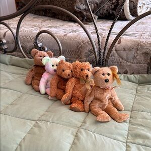 Vintage Ty Beanie Babies set of 5 miscellaneous Teddy bear beanies